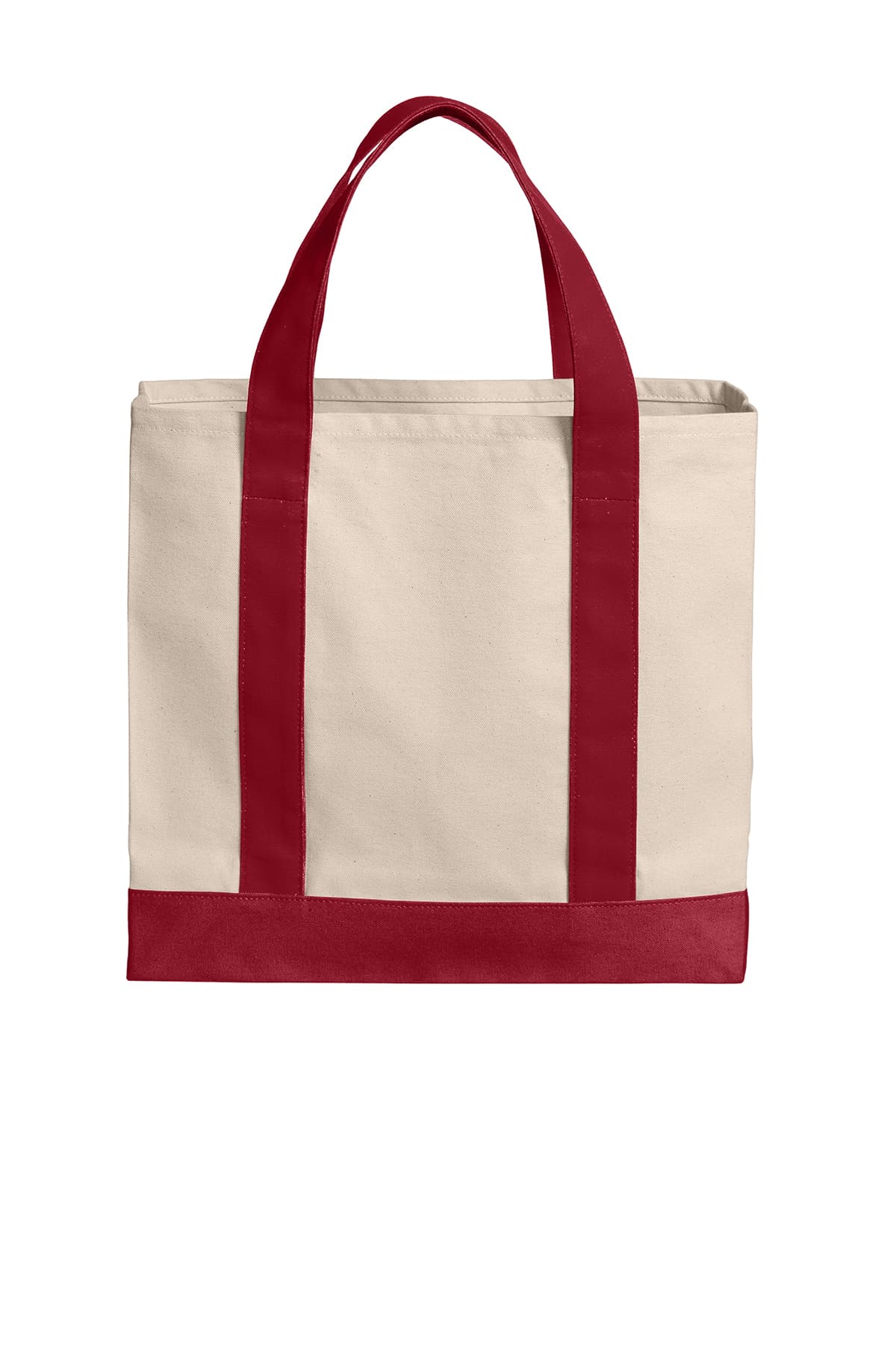 Port Authority BG429 Cotton Canvas Two-Tone Tote in Natural / Deep Red — view 4
