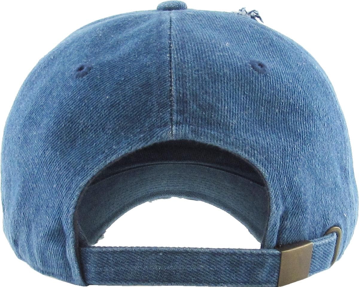 KB Ethos KBE-VINTAGE Vintage Washed Dad Hat in Medium Denim — view 3