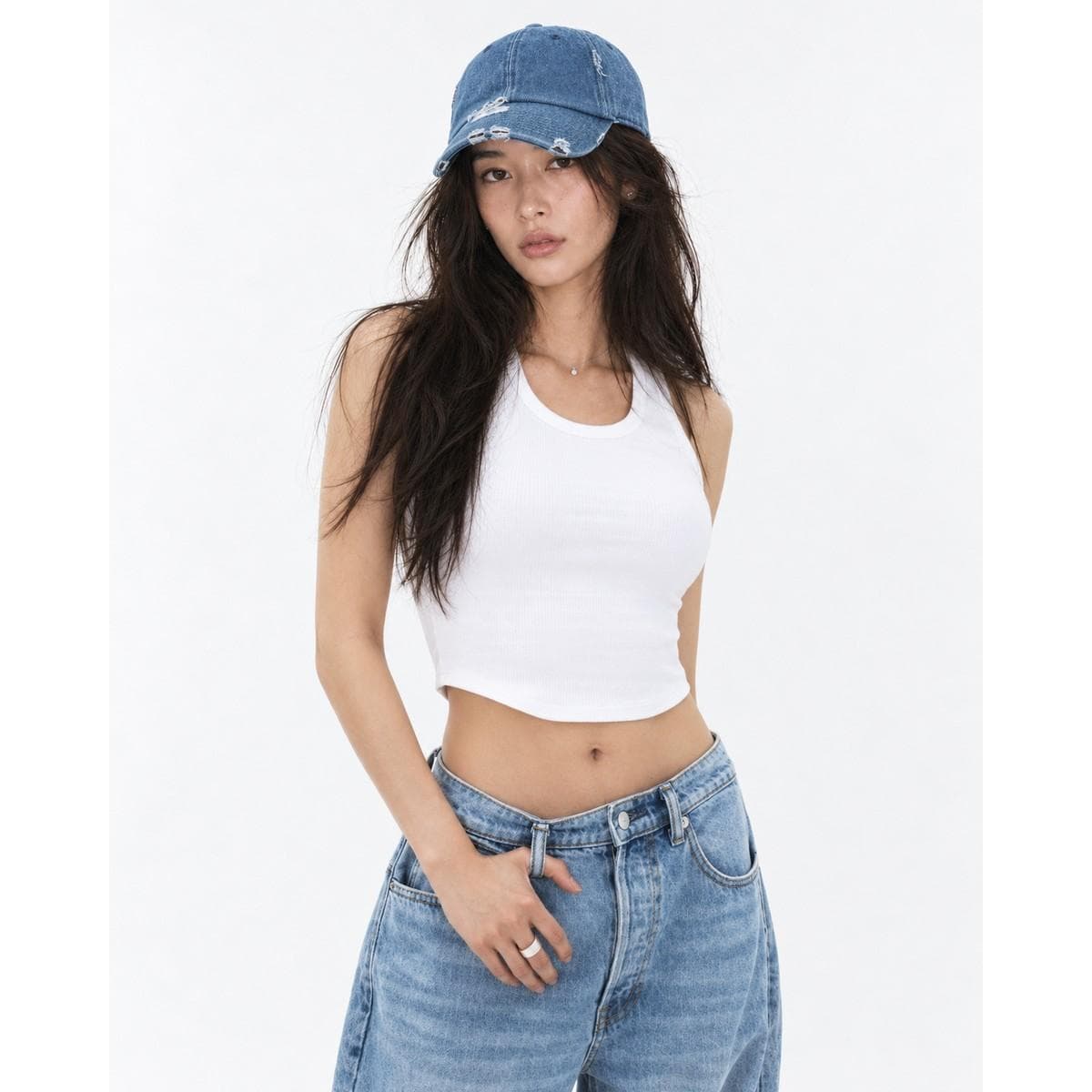 KB Ethos KBE-VINTAGE Vintage Washed Dad Hat in Medium Denim — view 7