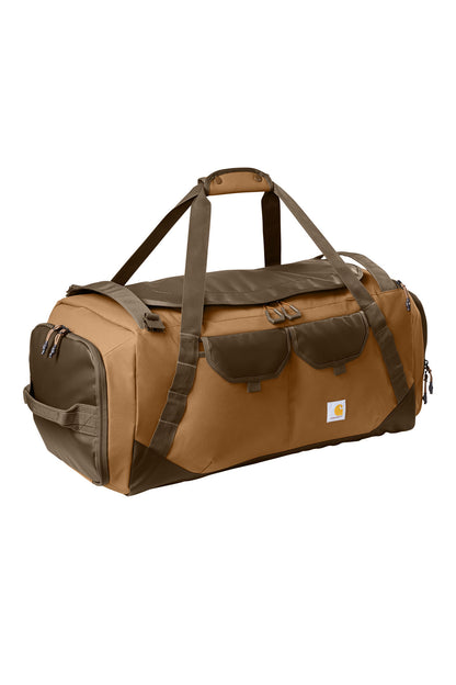 Black Carhartt® 75L Heavy Haul Duffel bag with sturdy handles and spacious interior for travel or heavy-duty use.