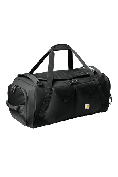 Black Carhartt® 75L Heavy Haul Duffel bag with sturdy handles, zipper closure, and spacious interior for travel or work gear.