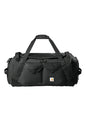 Black Carhartt heavy haul duffel bag with sturdy handles and zipper closure, front view showing spacious design and durable material.