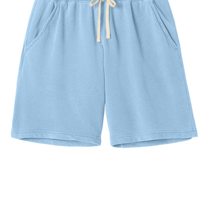 Print-View Comfort Colors® lightweight sweatshort in Hydrangea color, with a flat front design and casual fit.