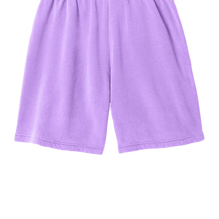 Comfort Colors® lightweight neon violet sweatshort by Print-View, showing a flat back view of the casual, soft fabric shorts.