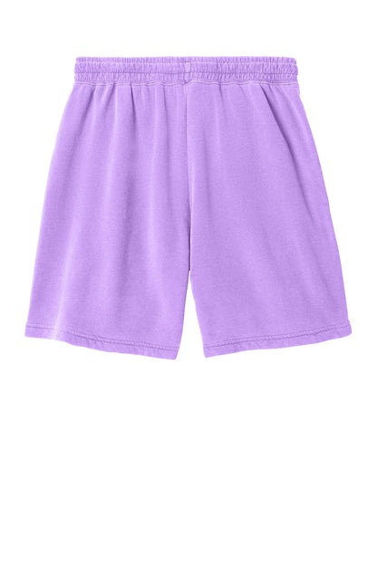 Comfort Colors® lightweight neon violet sweatshort by Print-View, showing a flat back view of the casual, soft fabric shorts.