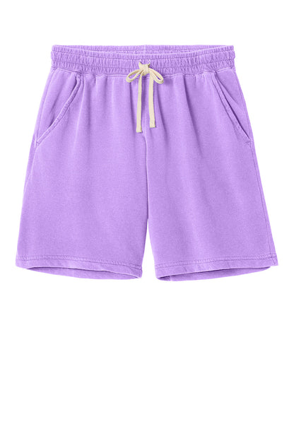 Comfort Colors® lightweight neon violet sweatshort with flat front, casual fit, and soft fabric for comfortable wear.