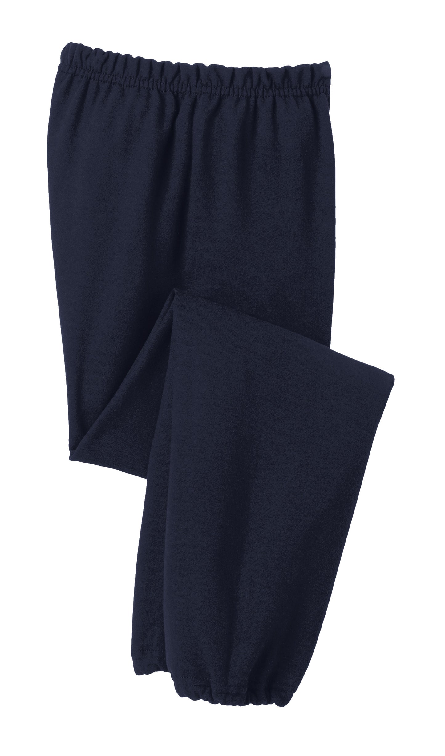 Navy Gildan® Youth Heavy Blend™ sweatpants with flat front, made by Print-View, displayed on a flat surface.