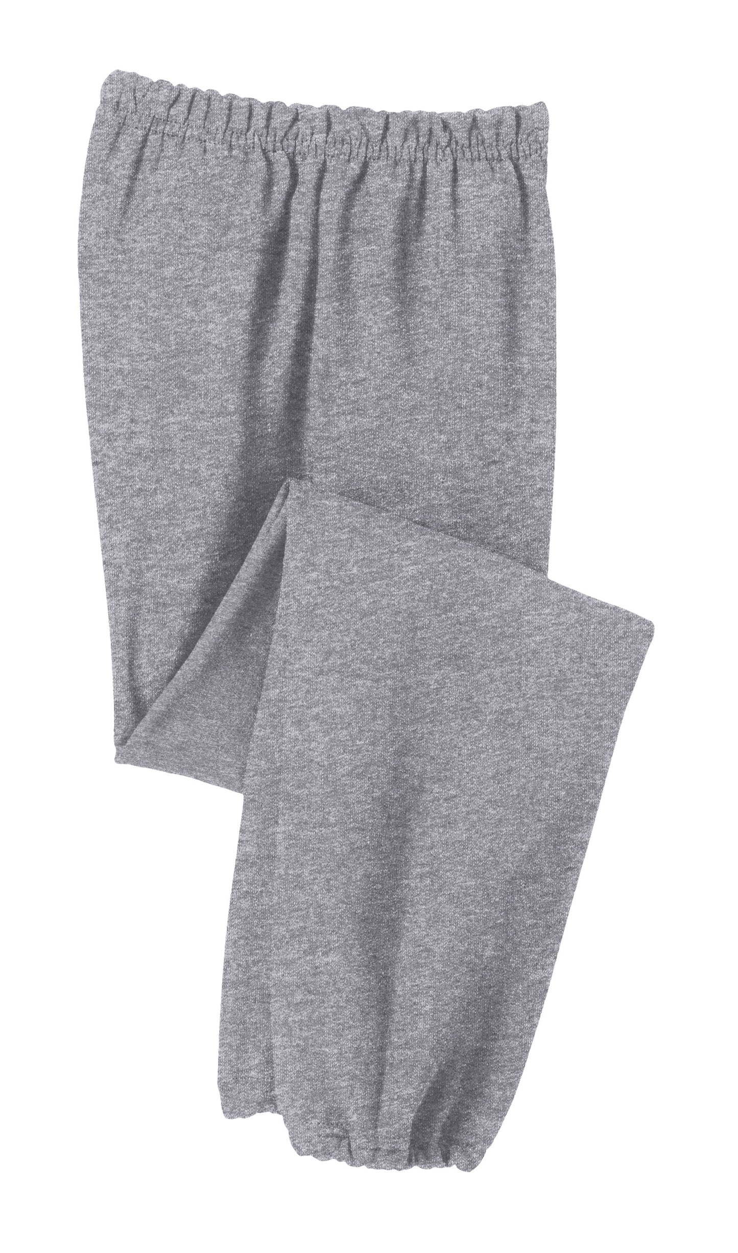 Light grey Gildan® Youth Heavy Blend™ sweatpants laid flat, showing the comfortable, soft fabric and classic design.