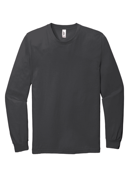 American Apparel unisex long sleeve jersey T-shirt in asphalt color, front view showing smooth fabric and classic fit.