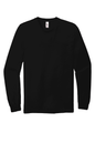 Black American Apparel® Fine Jersey unisex long sleeve T-shirt, flat front view, made from soft jersey fabric.
