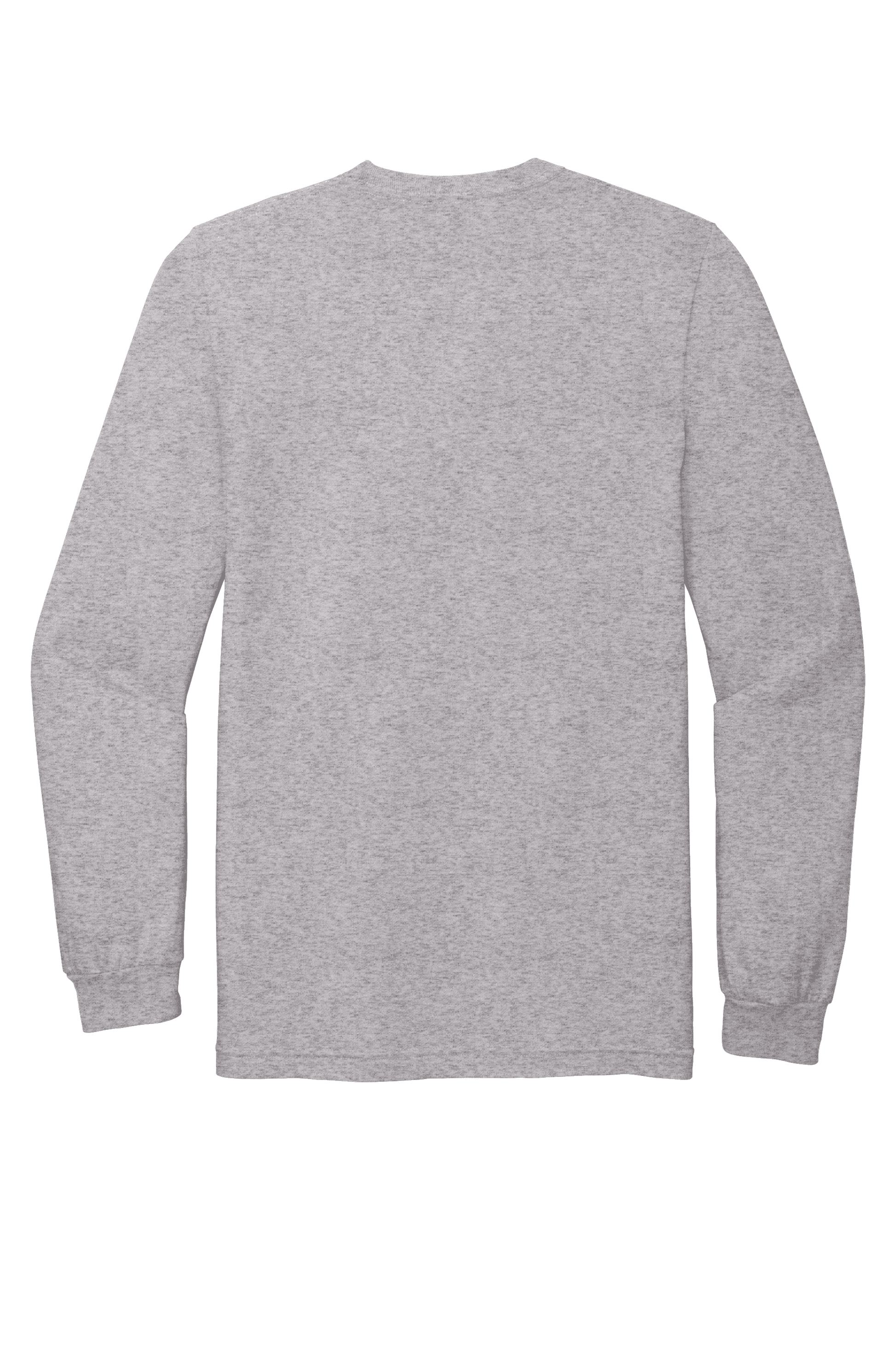 American Apparel® Fine Jersey unisex long sleeve T-shirt in Heather Grey, shown flat back view.