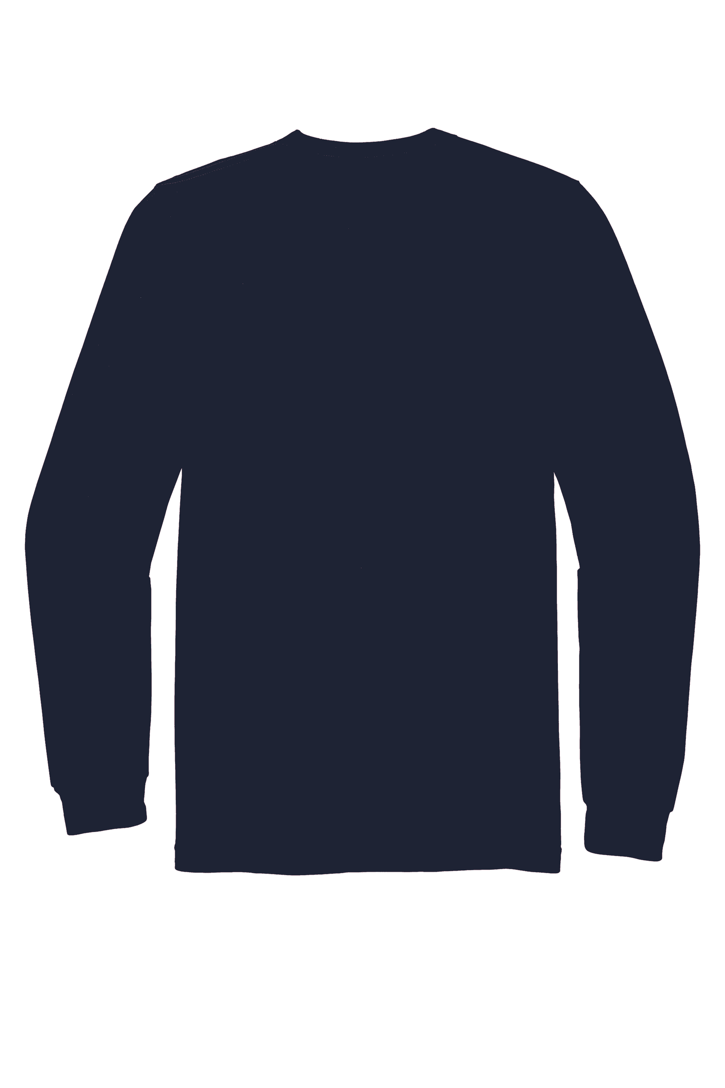 American Apparel unisex navy long sleeve jersey T-shirt, flat back view showcasing soft fabric and classic fit.