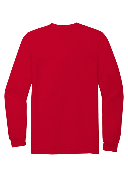 Red American Apparel unisex long sleeve fine jersey t-shirt, flat back view showcasing the casual, comfortable design.