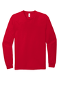 Red American Apparel unisex long sleeve jersey T-shirt from 2007, flat front view showing classic fit and soft fabric.