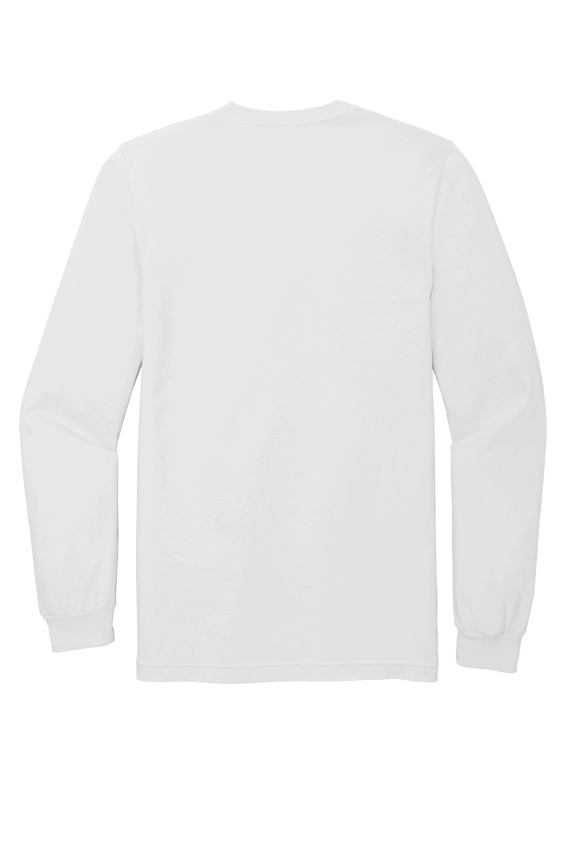 White American Apparel ® Fine Jersey unisex long sleeve T-shirt, flat back view, showcasing a classic, comfortable design.