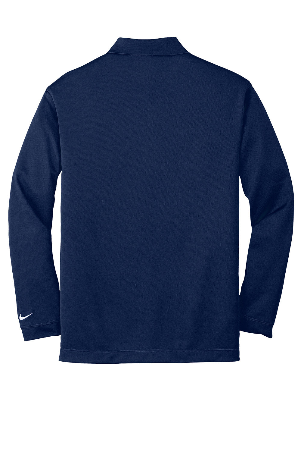 Men's Nike Dri-FIT stretch long sleeve polo shirt in midnight navy, shown from the back.
