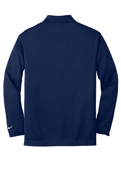 Men's Nike Dri-FIT stretch long sleeve polo shirt in midnight navy, shown from the back.