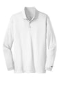 White Nike Dri-FIT stretch men's long sleeve polo shirt with flat front design, ideal for performance and casual wear.