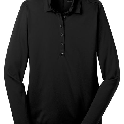 Nike Women’s Long Sleeve Dri-FIT Stretch Tech Polo Black front – custom print / embroidery view”