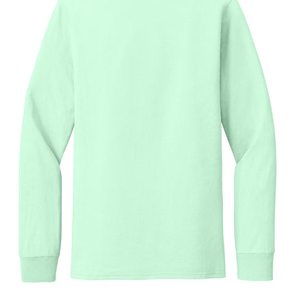 Jerzees® Premium Blend Ring Spun Long Sleeve T-Shirt (minttobe) — back view, shoulder-to-shoulder taping