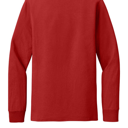 Jerzees® Premium Blend Ring Spun Long Sleeve T-Shirt (Red) — back view, clean print area across shoulders and center back