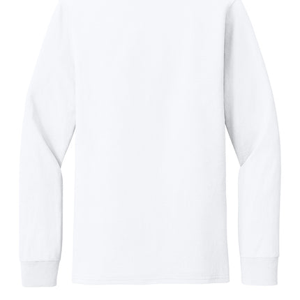  Jerzees® Premium Blend Ring Spun Long Sleeve T-Shirt (white) — back view, wide back panel for logos