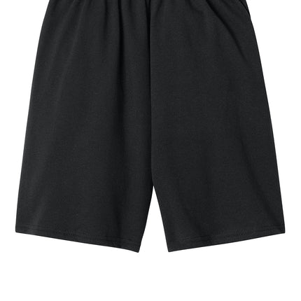 Black Jerzees® Unisex NuBlend® Pocketed Sweat Shorts with side pockets, comfortable fit, shown from the back side.