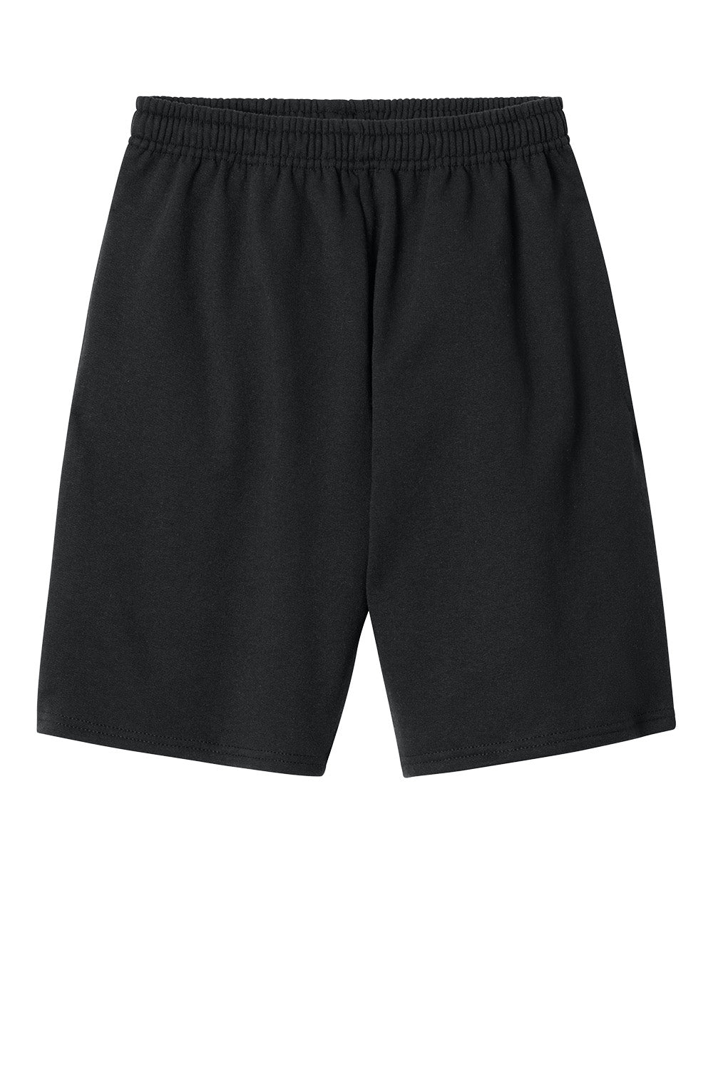Black Jerzees Unisex NuBlend pocketed sweatshorts with flat front, made by Print-View, designed for comfort and everyday wear.