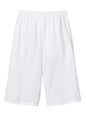 White Jerzees® Unisex NuBlend® Pocketed Sweat Short, comfortable sweatpants with front pockets, ideal for casual wear.