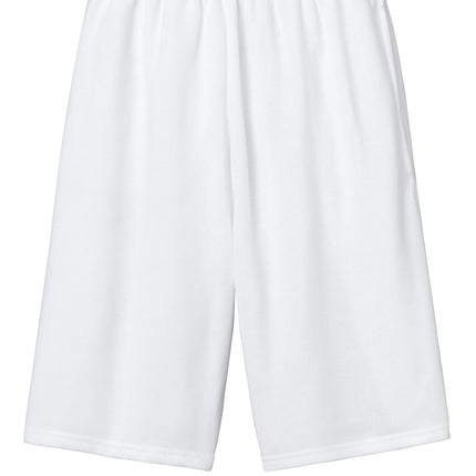 White Jerzees® Unisex NuBlend® Pocketed sweatshorts with front pockets, ideal for casual wear, by Print-View.