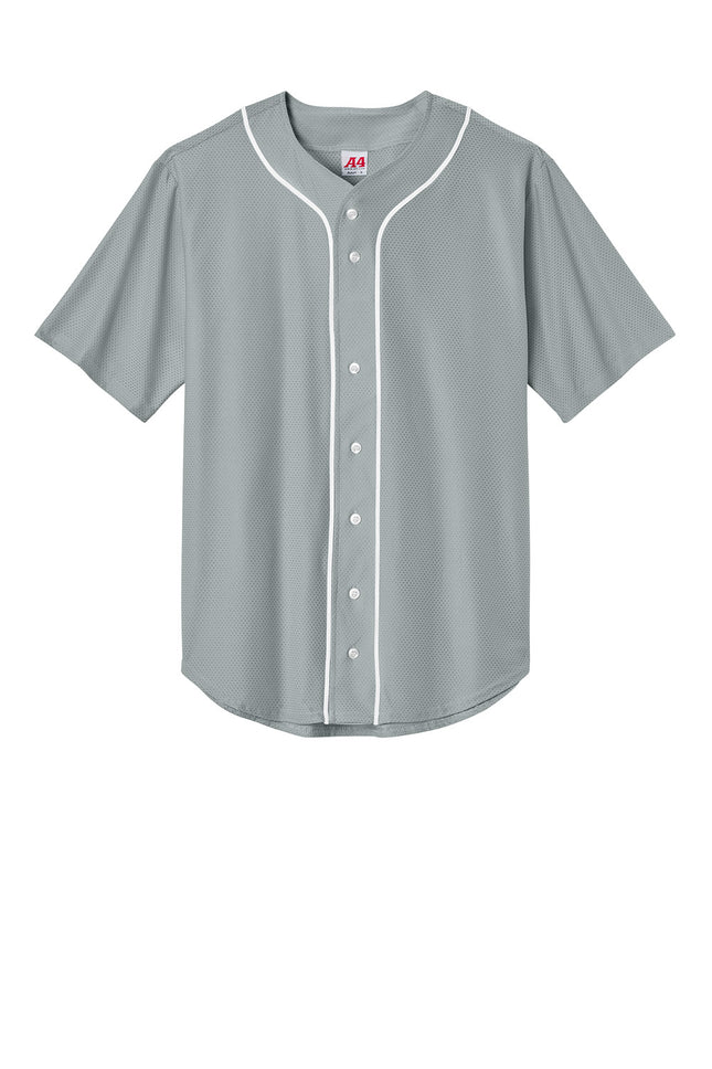 A4 Short Sleeve Full-Button Baseball Top Brand Logo