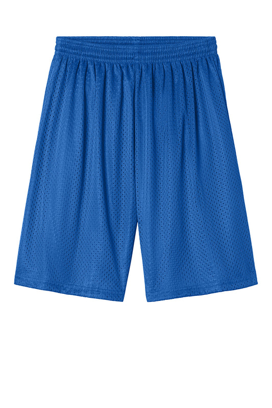 Royal blue A4 Sprint 7-inch mesh shorts by Print-View with a flat front design, casual athletic style.
