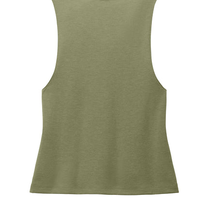 Allmade Women’s Tri-Blend Muscle Tank in Olive Green – breathable, carbon-reduced, eco-conscious activewear for women.