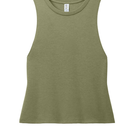 Allmade Women’s Tri-Blend Muscle Tank in Olive Green – breathable, carbon-reduced, eco-conscious activewear for women.