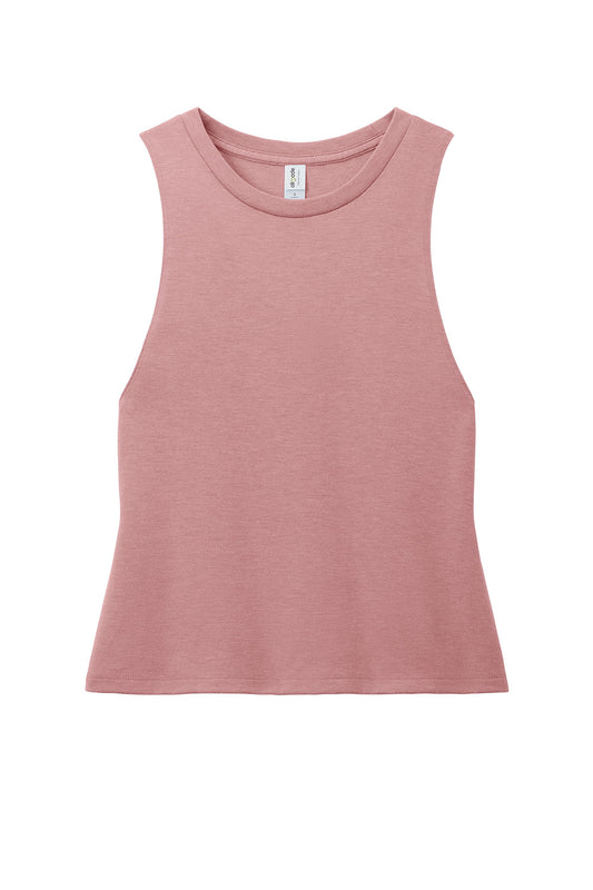 Allmade women’s tri-blend muscle tank top in vintage rose color, front view showing sleeveless design and soft fabric.