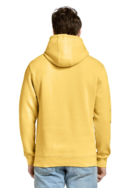 Unisex plain premium hoodie by Lane 7 in antique gold with front print view, showcasing soft fabric and comfortable fit.