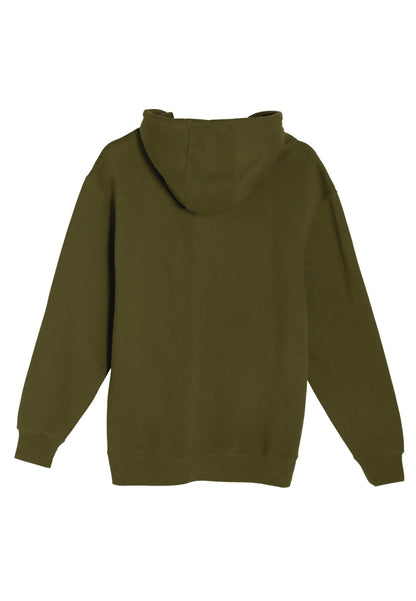 Army green unisex Lane 7 hoodie with plain or custom print view, featuring a cozy pullover design and classic hoodie style.