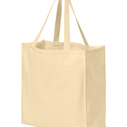 ort Authority Ideal Twill Over-the-Shoulder Grocery Tote side view in purple — Print-View personalized cotton twill market tote