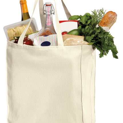 ort Authority Ideal Twill Over-the-Shoulder Grocery Tote front view in white— personalized tote, large imprint area