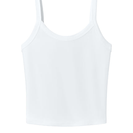 BELLA+CANVAS Women’s Micro Rib Spaghetti Strap Tank (White) – customizable print front