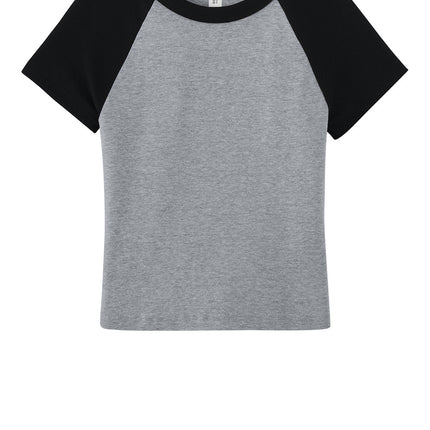 Custom Bella+Canvas Micro Rib Raglan Baby Tee White_black – back view, empty back for art”