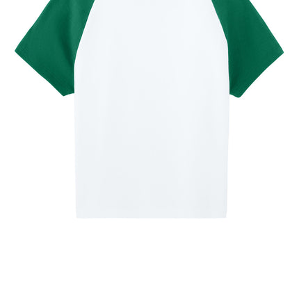 Custom Bella+Canvas Micro Rib Raglan Baby Tee White_green – front view, ideal for custom logos