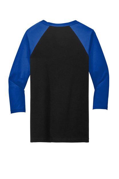 Black and true royal blue Bella+Canvas unisex 3/4-sleeve baseball tee with flat back design by Print-View