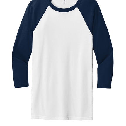 BELLA+CANVAS® Unisex 3/4-Sleeve Baseball Tee