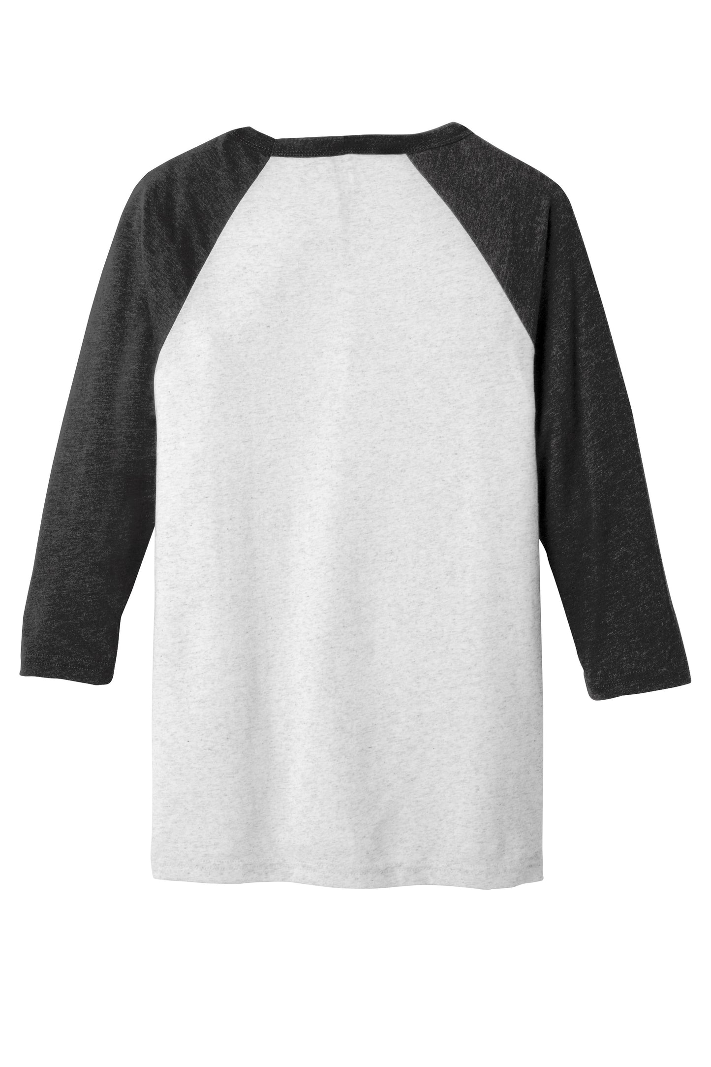Unisex white and charcoal 3/4-sleeve baseball tee by Print-View, showing the flat back design and casual style.