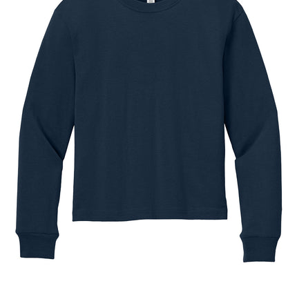 Navy blue long-sleeve shirt on a white background