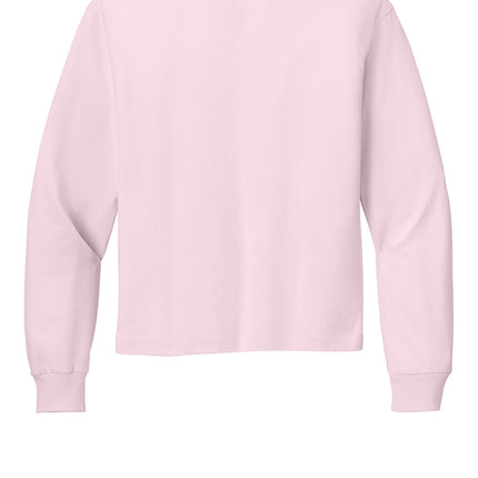 BELLA+CANVAS Youth Heavyweight Long Sleeve Tee in pink baack view personalized kids shirt for custom prints by Print-View
