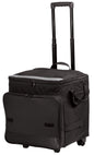 Black Port Authority® rolling cooler with adjustable telescoping handle and wheels, ideal for outdoor and picnic use.