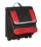 Red Port Authority rolling cooler by Print-View, featuring sturdy wheels and a spacious interior for beverages and snacks.