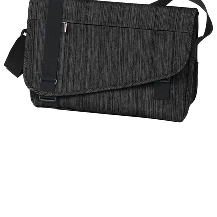 Print-View Port Authority® crossbody messenger bag with storm gray color, front view showing adjustable strap and sleek design.